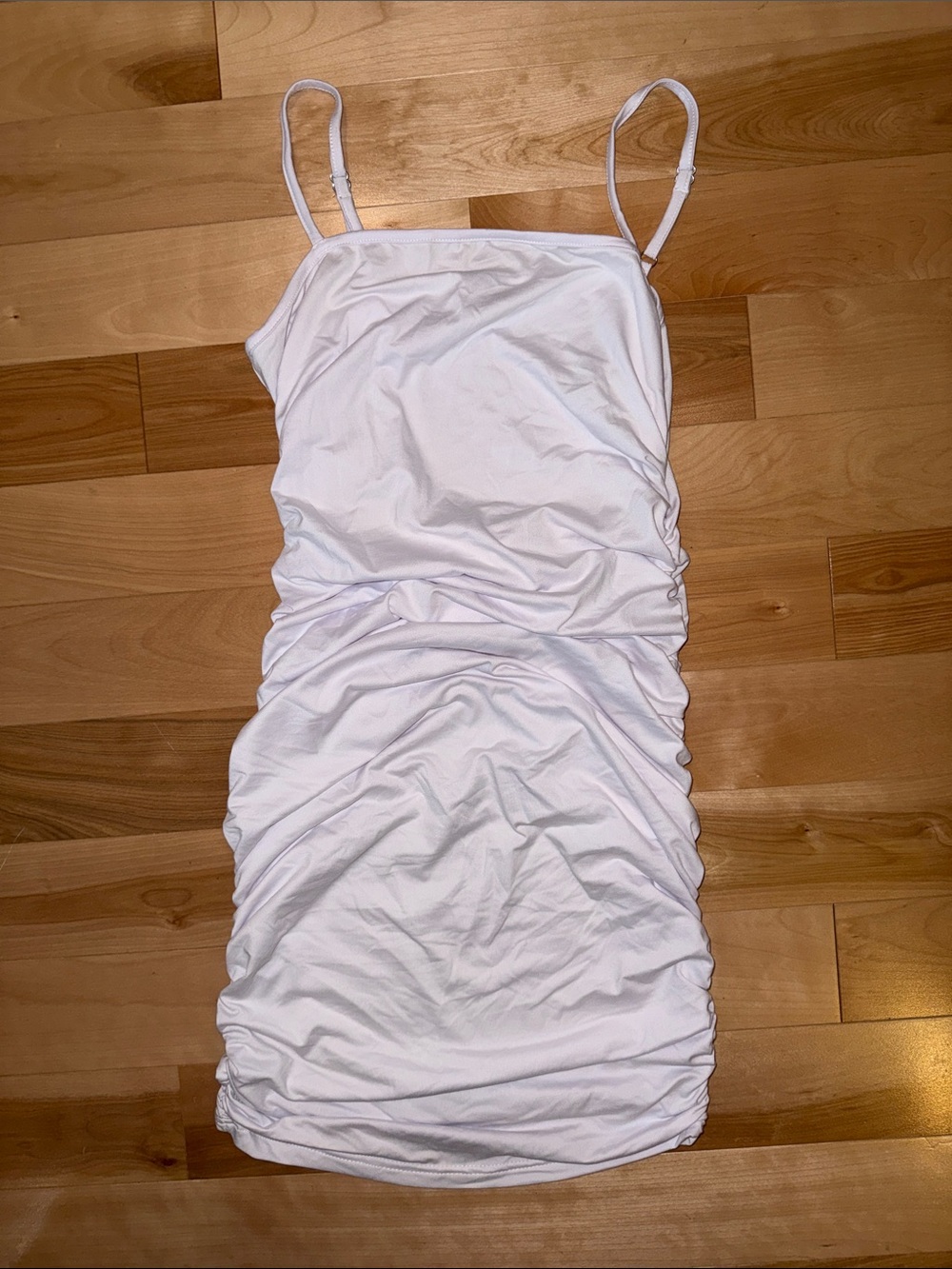 Women’s White Ruched Slip Dress S EUC